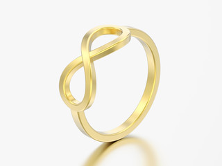 3D illustration gold simple infinity ring