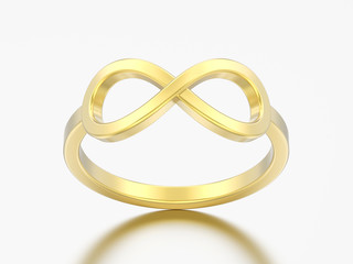3D illustration gold simple infinity ring