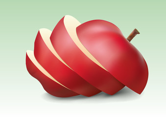 pomme - fruit - rouge - tranche - couper - trancher - sant&eacute; - vitamine - di&egrave;te - r&eacute;gime - bio - alimentation