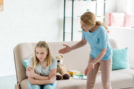 Angry Mother Yelling At Teen Daughter At Home