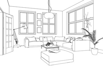 Interior Design Living Room custom Drawing