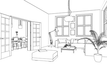 Interior Design Living Room custom Drawing