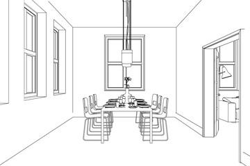 Fototapeta premium Interior Design Living Room custom Drawing