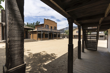Historic movie set buildings owned by US National Park Service at Paramount Ranch in the Santa Monica Mountains National Recreation Area near Los Angeles, California.  
