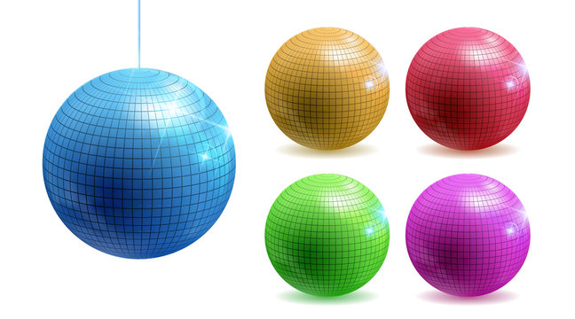 Set of disco balls. Disco background.