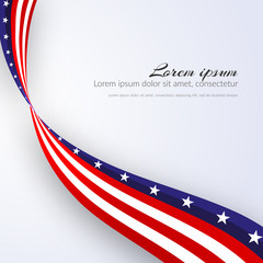 American Flag Vector background for Independence Day and other events Patriotic background with stars and smooth wavy lines Patriotic American theme Abstract symbol patriotic pattern ribbon Vector