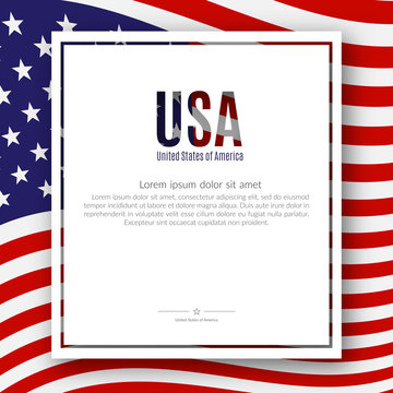 Patriotic American poster with text USA the background of the American flag pattern Poster for Independence Day President's Day Memorial Day Elections Patriotic concept on Independence Day Vector