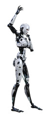 3D Rendering Female Robot on White