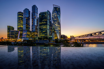 Fototapeta na wymiar Moscow City sunset