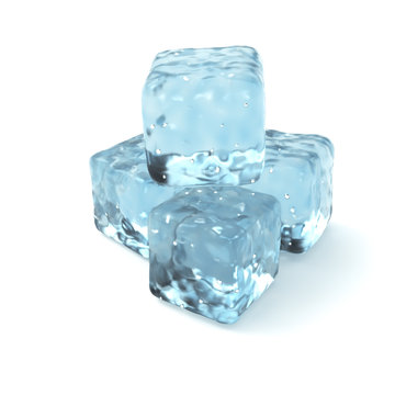 Ice Cubes Isolated on White Background.