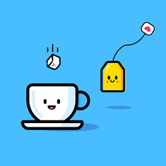 cube of sugar flies into a mug