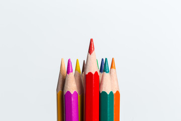 macro shot of color pencil pile pencil