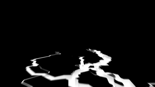 Alpha matte silhouette of fissure on black surface, 3d animation, seamless loop.