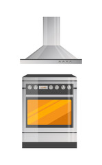 Modern Kitchen Stove with Powerful Hood Above