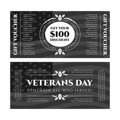 Gift voucher Veterans day vintage design