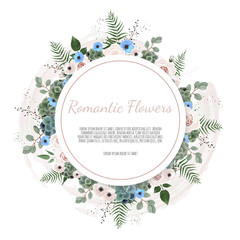 botanic card with wild leaves. Spring ornament concept. Floral poster, invite.