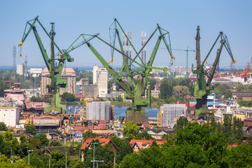 Cranes of the shipyard in Gdansk, Poland