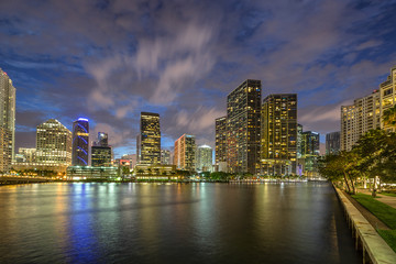 Fototapeta na wymiar Looking across the Miami River to Brickell in Miami Florida