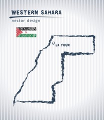 Western Sahara national vector drawing map on white background