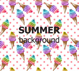 Obraz premium Retro summer background ice creams pattern Vector