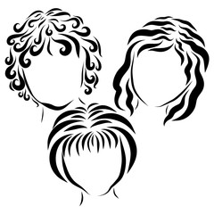 Boy and girls, heads, three children