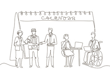 Business meeting - one line design style illustration