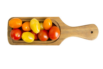 Colorful cherry tomatoes isolated on white for your design