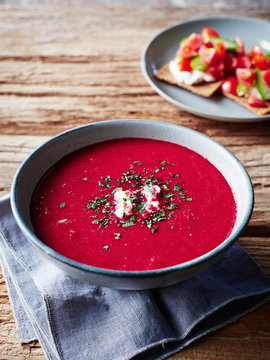 Bowl of borscht soup, close-up
