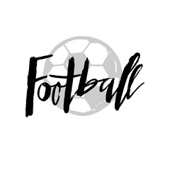 Football hand drawn lettering for a football cup, soccer championship