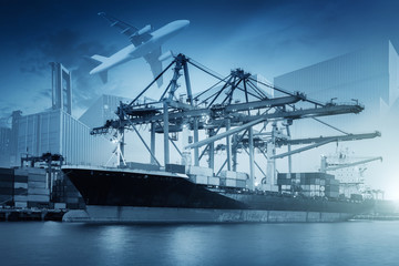 Logistics and transportation of Container Cargo ship