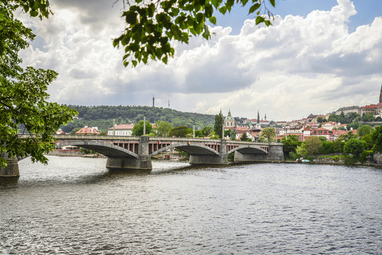 The View from embankment of Prague
