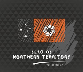 Northern Territory flag, vector sketch hand drawn illustration on dark grunge background