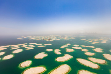Naklejka premium Aerial view of artificial World island in Dubai.