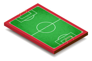 Isometric View of a Soccer Field - Football Field - Vector Illustration