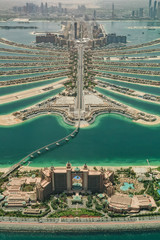 Aerial view of artificial palm island in Dubai.