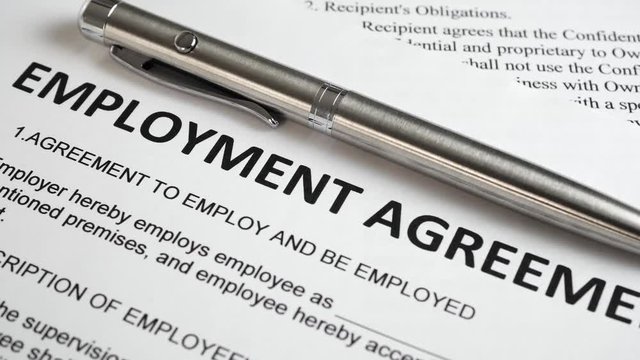 Employment Agreement document close up