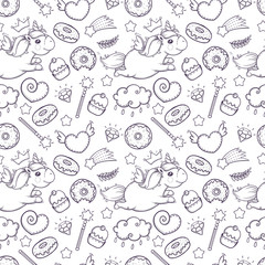 Sketch style sweet seamless pattern