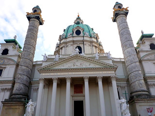 Vienna, Austria - December 16, 2017: Karlskirche or St. Charles's Church, the famous baroque church...