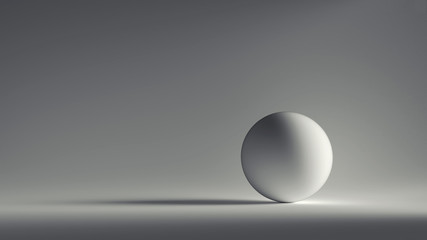 3d render white sphere with  grey background.