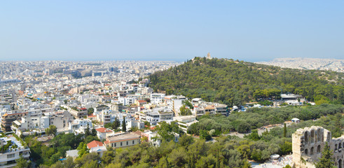 Fototapeta na wymiar City view from Acropolis in Athens, Greece on June 16, 2017. 