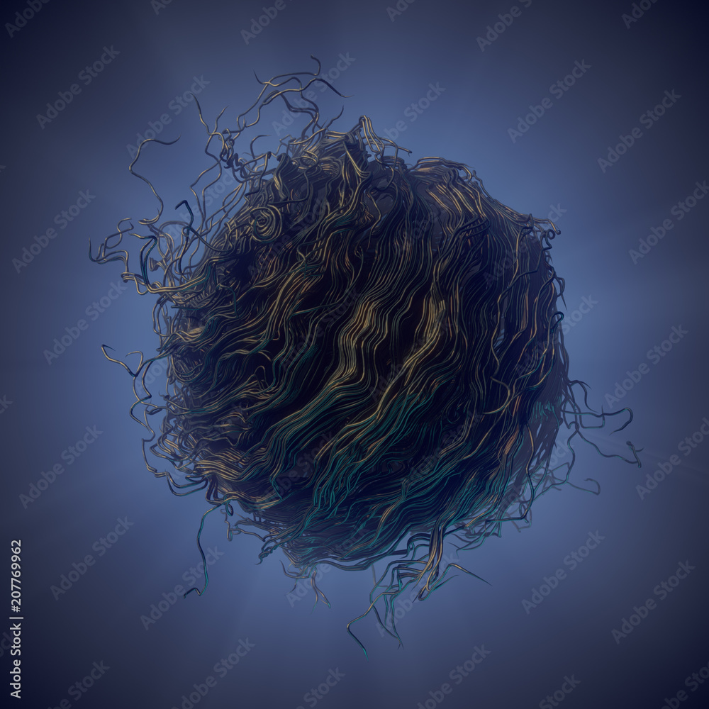 Fototapete curl noise flow dark abstract lines 3d rendering