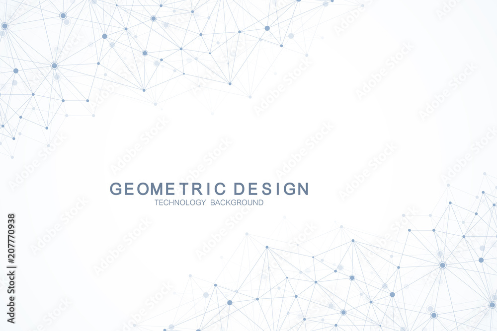 Leinwandbilder Abstract polygonal background with connected lines and dots. Minimalistic geometric pattern. Molecule structure and communication. Graphic plexus background. Science, medicine, technology concept.