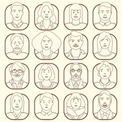 icons of different people line vector illustration