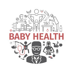 Baby health banner. Medicine web line icons. Vector signs.