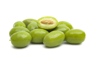 green large olives isolated