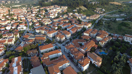Fototapeta na wymiar Aerial view of Pefkochori, Kassandra peninsula, Greece