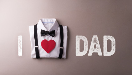 Fathers day greeting card concept. Flat lay.