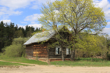 Fototapeta na wymiar old wooden lost rural house