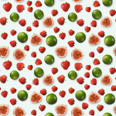 Collage of various fruits on white background, isolated