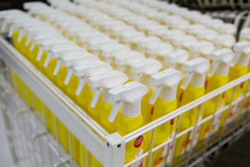 A lot of sprayers in the store